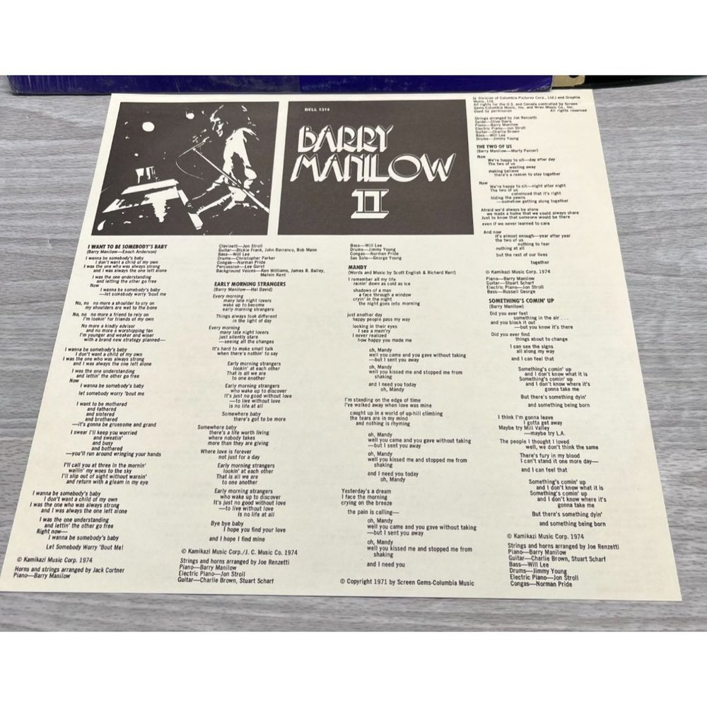 Barry Manilow II Pop LP Vinyl Vintage Bell Records 1974 Mandy Its a Miracle - Picture 4 of 8